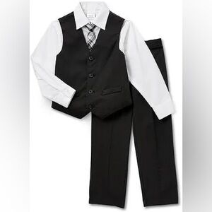 Van Heusen Black 4 pc Suit - Vest , Tie and Pants with White Shirt